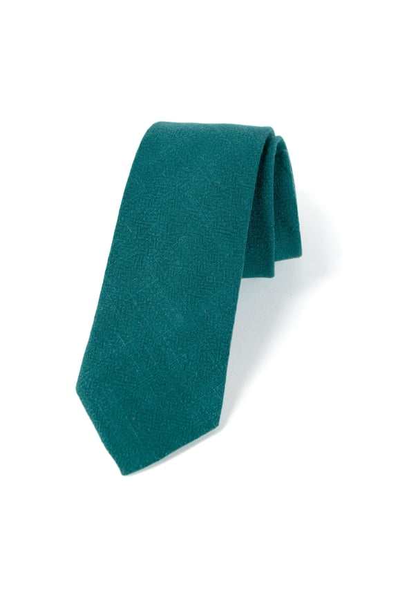 Men's Linen Blend Skinny Necktie Teal