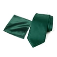 thumbnail image 1 of Spring Notion Men's Satin Microfiber Solid Color Skinny Tie and Handkerchief Set, Emerald, 1 of 1