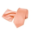 thumbnail image 1 of Spring Notion Men's Satin Microfiber Solid Color Skinny Tie and Handkerchief Set, Peach, 1 of 1