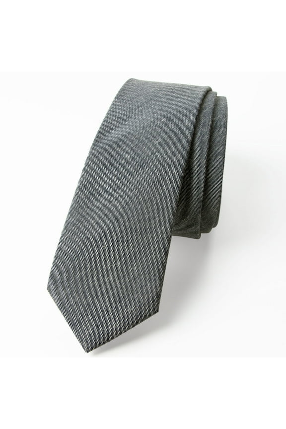 Men's Solid Color Chambray Cotton Skinny Tie