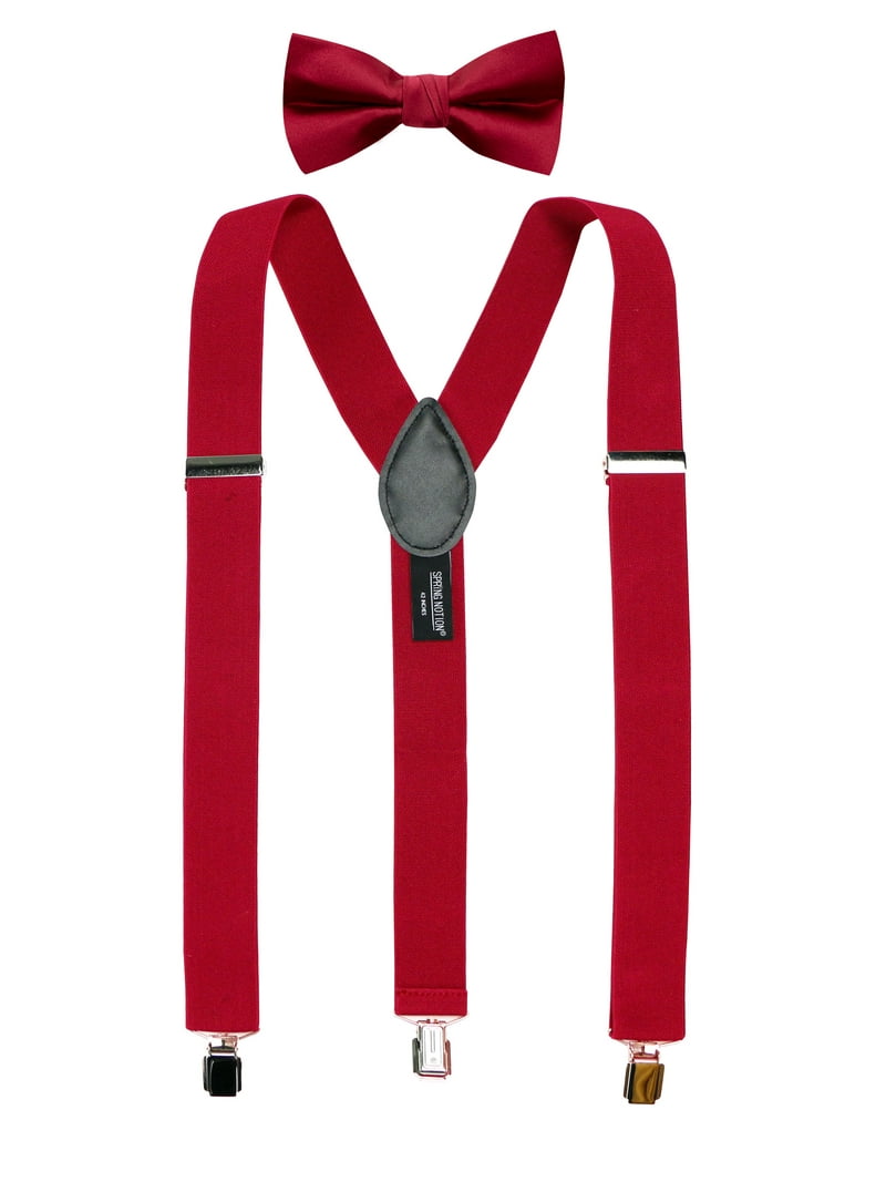 Spring Notion Men's Suspenders and Bow Tie Set, Size: 48 Inches, Red, image size:800x1067