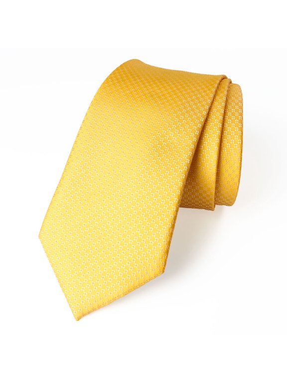 Men's Textured Solid Color Microfiber Woven Tie, Yellow