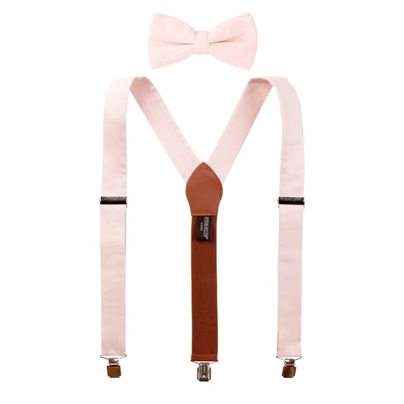 Spring Notion Mens' Linen Blend Suspenders and Bow Tie Set for Groomsmen Wedding