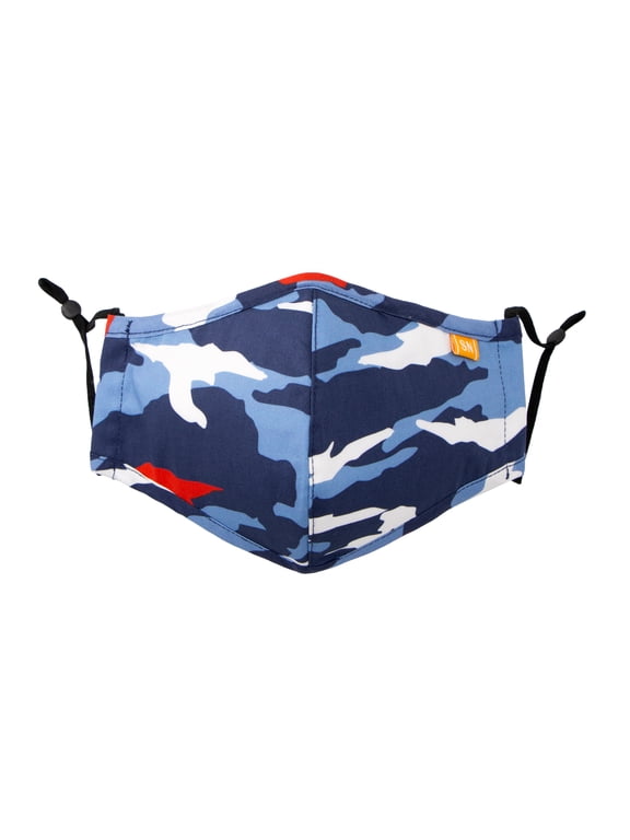Reusable Washable Camouflage Cotton Cloth Face Mask for Adults and Kids Red White Blue Large