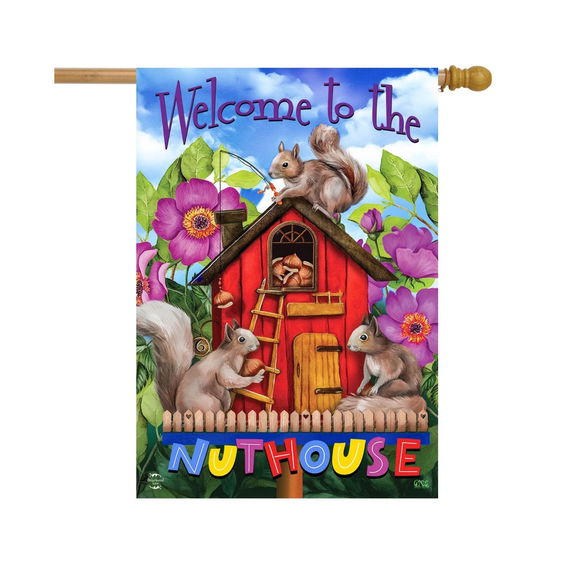 Spring Nuthouse Squirrels Flag 12x18 POLE NOT INCLUDED Garden Flag
