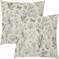 thumbnail image 1 of Spring Olive Green Floral Pillow Covers 18x18 Inch Vintage Wild Flower Herbs Plant Butterfly Decorative Pillow Cases Botanical Farmhouse Cushion Covers Home Decor For Sofa Couch Outdoor Set of 2, 1 of 6