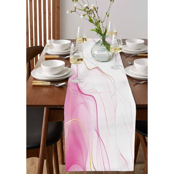 Spring Ombre Green Stony Fern Table Runner 13x72in Non-Slip Cotton Linen Table Runners, Countryside Greenery Leaves Dresser Scarves TableRunner for Dinner Kitchen Dining Wedding Party