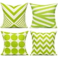 thumbnail image 1 of Spring Outdoor Green Decorative Throw Pillow Covers Sage Green Olive Green Cases Cushion Home Decor Accent Square 18 x 18 Set of 4 for Patio Couch Sofa,Lime Green Geometric, 1 of 5