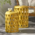 Spring Outdoor Small and Large Iron Side Table Set , Matte Yellow