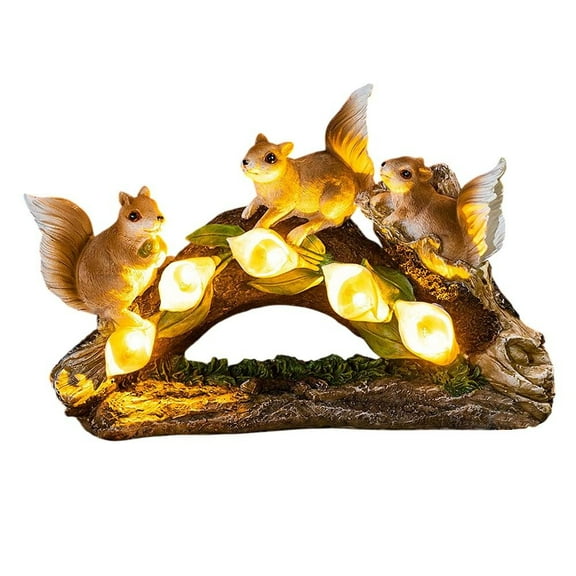 Spring Outdoor Solar Squirrel Resin Statue Decoration Courtyard Crafts Three squirrels