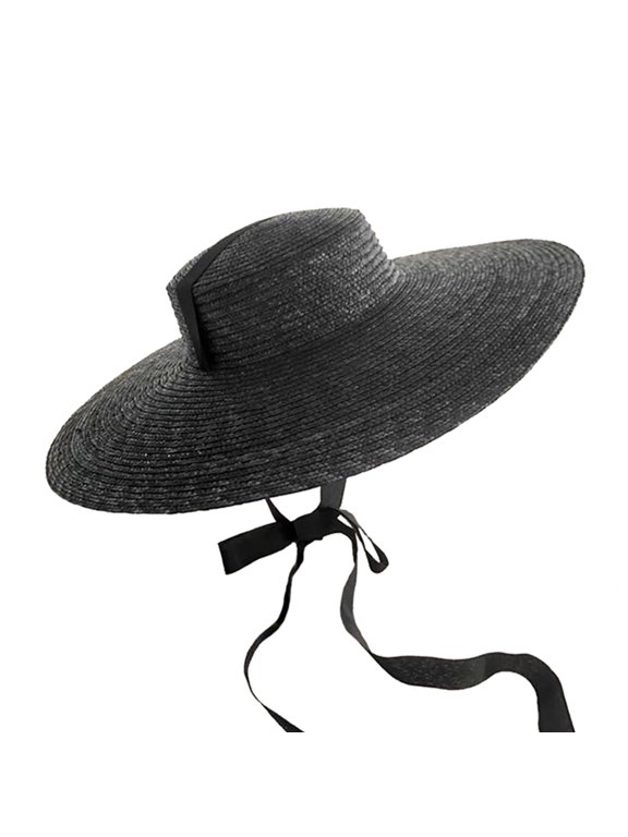 Spring Outdoor Straw Weaving Hat for Woman Teens Fashion Adult Unisex Oversize Brim Straw Weaving Cap with Ribbon