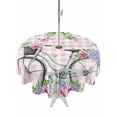thumbnail image 1 of Spring Outdoor Tablecloth - 54 Inch Round Dining Table Cover, Bicycles Leaves Butterfly Flowers Pink Buffalo Plaid Waterproof Outdoor Table Cloth with Umbrella Hole & Zipper for Picnic/Patio/Party, 1 of 7