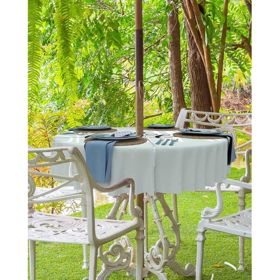 Spring Outdoor Tablecloth - 60x60 Inch Square Dining Table Cover, Teal Easter Birds Waterproof Outdoor Table Cloth with Umbrella Hole & Zipper for Picnic/Patio/Party, Easterlif56872