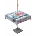 thumbnail image 1 of Spring Outdoor Tablecloth - 60x60 Inch Square Dining Table Cover, Truck Botanical Rose Leaves Blue White Plaid Waterproof Outdoor Table Cloth with Umbrella Hole & Zipper for Picnic/Patio/Party, 1 of 7