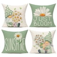 thumbnail image 1 of Spring Outdoor Throw Pillow Covers 18x18 Set of 4 Decorative Cushion Cases Home Décor Decorations for Patio Couch Chair Sofa,Green Daisy Floral Gnomes, 1 of 5