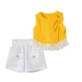 thumbnail image 1 of Spring Outfits for Toddler Girls Toddler Baby Girl Clothes Summer Spring Baby Outfit Plaid Frill Trim Plaid Tank Tops Pants 12 18 24 Month 3T 4T,Yellow, 1 of 7