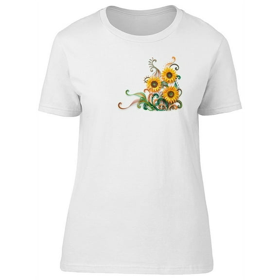 Spring Paisley Sunflowers T-Shirt Women -Image by Shutterstock, Female Large