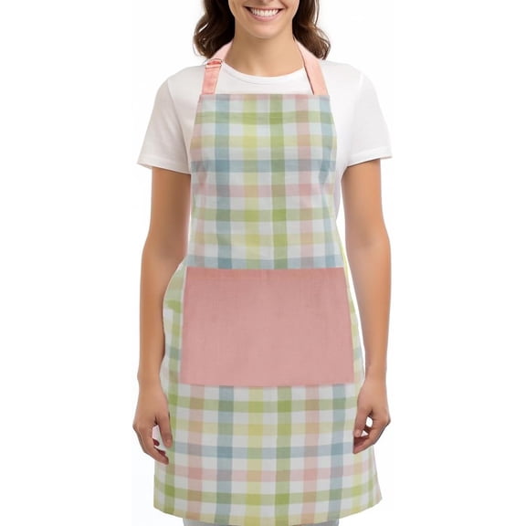 Spring Pantry Apron - Easter Summer Chef Apron-Premium Cotton Adjustable Apron with Pocket and Long Waist Ties