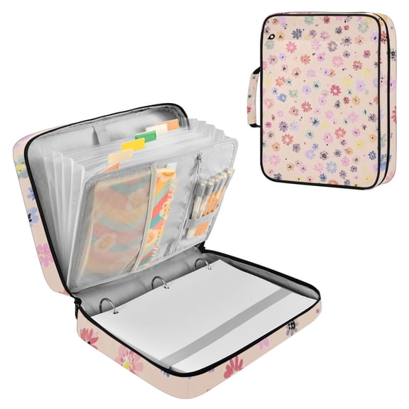 Spring Pastel Color Petals Accordion File Organizer Expanding File Folder 3-Ring Binder Bag 500 Sheets A4 Size