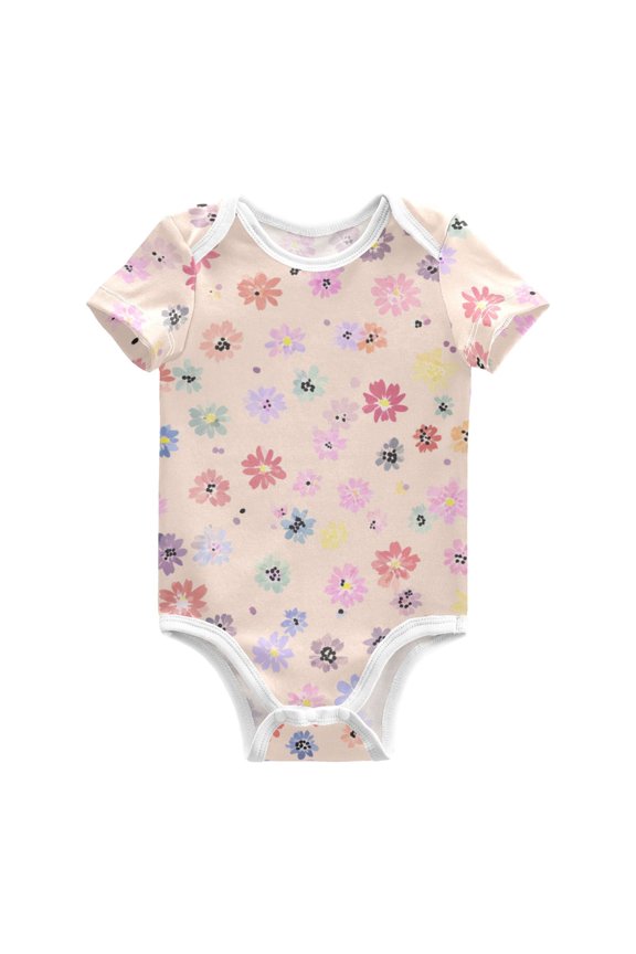 Spring Pastel Color Petals Pure Cotton Bodysuit Short Sleeve Pajamas One-Piece Romper Unisex 3 Months