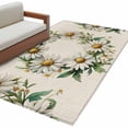 thumbnail image 1 of Spring Pastoral Area&nbsp;Rug 2.7x5ft White Circle Flower Linen Texture Non-Slip&nbsp;Washable Square&nbsp;Rugs Soft Felt Indoor Floor Mat for Bedroom Kitchen Living Room Bathroom, 1 of 9