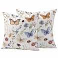 thumbnail image 1 of Spring Pastoral Botanical Outdoor Waterproof Pillow Covers, Farmhouse Butterfly Floral Decorative Square Throw Pillowcase Sofa Cushion Sham for Patio/Couch/Chair, 18"x18" 2 Pack, 1 of 8