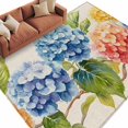 thumbnail image 1 of Spring Pastoral Floral Area&nbsp;Rug 5x8ft Blue Yellow Flowers Linen Texture Non-Slip&nbsp;Washable Square&nbsp;Rugs Soft Felt Indoor Floor Mat for Bedroom Kitchen Living Room Bathroom, 1 of 9