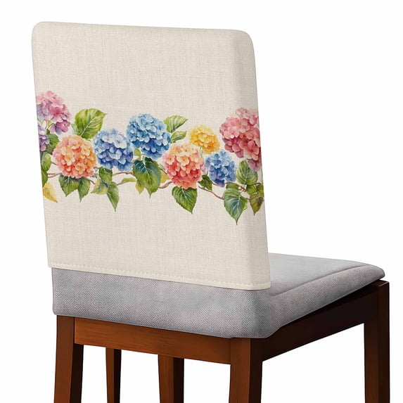 Spring Pastoral Floral Chair Covers Set of 6 Blue Yellow Flowers Linen Texture Chair Back Covers Stretch Removable Washable Slipcovers Protector for Dining Room Kitchen Party Decor