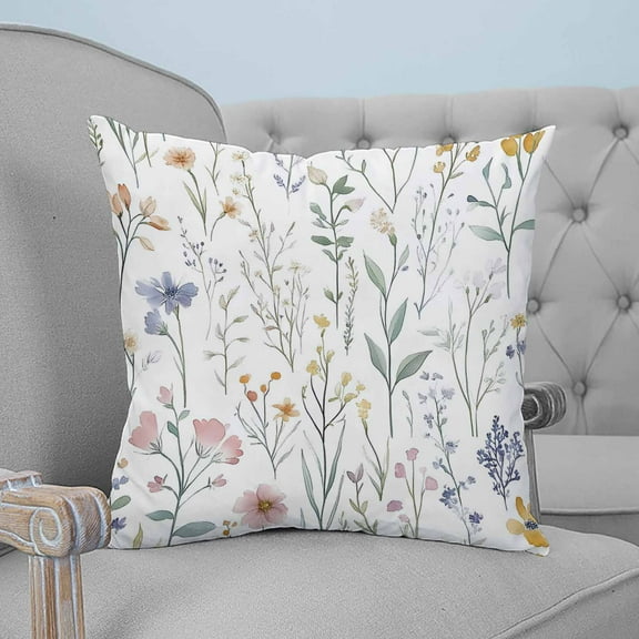 Spring Pastoral Floral Decorative Pillowcase 18''x18'', Farmhouse Botanical Leaves Throw Pillow Covers Soft Cushion Case for Couch Sofa Bedroom Living Room, Pillowcase Boho Decor