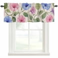 thumbnail image 1 of Spring Pastoral Floral Valances for Windows Pink Blue Flowers Linen Texture Rod Pocket Curtain Valance Window Treatment Short Curtains for Kitchen Living Room, 60"x18", 1 of 9
