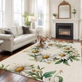 thumbnail image 1 of Spring Pastoral Large Area Rugs 5x8 ft White Circle Flower Linen Texture Washable Rug Non Slip Indoor Carpet Absorbent Floor Mat for Living Room Bedroom Dining Room, 1 of 9
