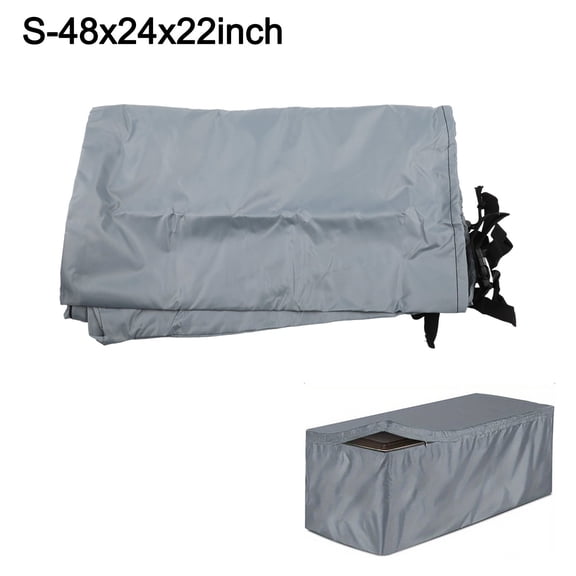 Spring Patio Deck Box Cover Oxford Fabric Cover Easy Access Zipper Heavy Duty Material S-48x24x22inch