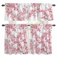 thumbnail image 1 of Spring Peach Flowers Kitchen Curtains Sets for Windows 24 Inch Length, Pink Botanical Floral Leaves Branch Rod Pocket Window Treatments Tier Curtains and Valances Set for Bedroom/Bathroom, 1 of 8