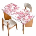 thumbnail image 1 of Spring Peach Flowers Table Cloths for 5 Foot Rectangle Tables, Pink Botanical Floral Leaves Branch Patio Waterproof Elastic Fitted Tablecloths, Washable Rectangular Table Cover for Camping, 1 of 8