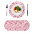 thumbnail image 1 of Spring Peaches Round 13 Inch Placemats Set of 4, Botanical Blossom Flowers Branches HeatResistant Non Slip Place Mats for Dining Table, Wipeable Braided Kitchen Table Mats for Housewarming, 1 of 9