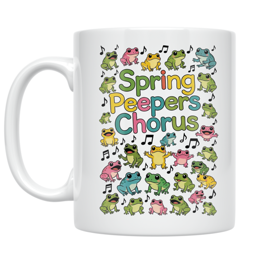 Spring Peepers Chorus Design - Nature Lover - 11 oz Ceramic Coffee Mug