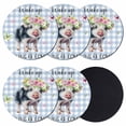 thumbnail image 1 of Spring Pig Coasters Set of 6, Absorbent Coasters for Drinks, Butterfly Botanical Floral Blue Plaid Coaster for Desk Coffee Table Protection, Home Decor House Warming Gifts 4", 1 of 8