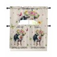 thumbnail image 1 of Spring Pig Swag Kitchen Curtains Sets for Windows 24 Inch Length, Butterfly Botanical Floral Rustic Short Window Curtain Panels Swags Valances and Tiers 3 Piece Set for Cafe/Dining Room, 1 of 5