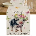 thumbnail image 1 of Spring Pig Table Runner - 90 Inch Long Butterfly Botanical Floral Rustic Cotton and Linen Blended Dress Scarves Farmhouse Table Runner for Kitchen Dining, Coffee Table, 13" x 90", 1 of 8