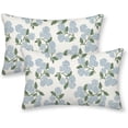 thumbnail image 1 of Spring Pillow Covers 12x20 Inch 2 Pcs Blue Green Hydrangea Flower Decor Throw Pillows Vintage Floral Seasonal Summer Outdoor Decoration Lumbar Pillowcase Linen Cushion Cover for Couch Sofa, 1 of 6