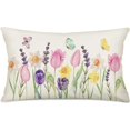 thumbnail image 1 of Spring Pillow Covers 12x20 Inch Tulip Lavender Flower Decorative Throw Pillows Farmhouse Outdoor Linen Butterfly Summer Seasonal Floral Cushion Case for Couch Sofa Home Decor, 1 of 1