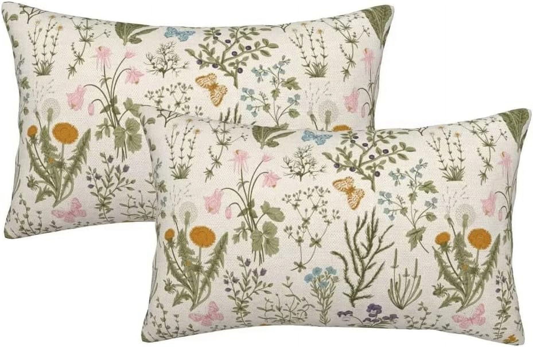 PANDICORN 12x20 Inch Butterfly Floral Throw Pillow Cover - Farmhouse Cottagecore Spring Summer Decor - View #4