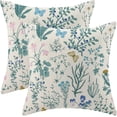 thumbnail image 1 of Spring Pillow Covers 16x16 Inch Set of 2,Blue Teal Wild Flower Plant Throw Pillows Case,Seasonal Floral Outdoor Decorative Square Linen Farmhouse Decor Cushion Covers for Home Sofa Bed Couch, 1 of 6