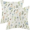 thumbnail image 1 of Spring Pillow Covers 16x16 Inch Set of 2, Sage Green Blue Wild Flower Throw Pillows Case,Colorful Seasonal Floral Plant Outdoor Decorative Farmhouse Decor Cushion Covers for Home Sofa Bed Couch, 1 of 6