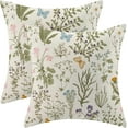 thumbnail image 1 of Spring Pillow Covers 16x16 Inch Set of 2,Sage Green Wild Flower Plant Throw Pillows Case,Seasonal Floral Outdoor Decorative Square Linen Farmhouse Decor Cushion Covers for Home Sofa Bed Couch, 1 of 4