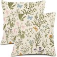 thumbnail image 1 of Spring Pillow Covers 16x16 Set of 2, Garden Plants Herbs Cushion Cases Wildflowers Botanical Classic Design Throw Pillow Covers for Home Decor Sofa Car Bedroom, 1 of 6