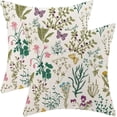thumbnail image 1 of Spring Pillow Covers 18 X 18 Inch Set of 2, Sage Green Wildflower Plant Floral Decorative Throw Pillow Covers Farmhouse Outdoor Flower Cushion Cases for Couch Sofa Home Decor, 1 of 6