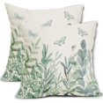 thumbnail image 1 of Spring Pillow Covers 18x18 Inch Sage Green Eucalyptus Floral Butterfly Decoration Summer Outdoor Throw Pillow Covers Set of 2 Farmhouse Pillowcases Cotton Linen Cushion Covers for Couch Home Decor, 1 of 6