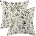 thumbnail image 1 of Spring Pillow Covers 18x18 Inch Set of 2,Black Gray Wild Flower Plant Throw Pillows Case,Seasonal Floral Outdoor Decorative Square Linen Farmhouse Decor Cushion Covers for Home Sofa Bed Couch, 1 of 6