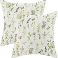 thumbnail image 1 of Spring Pillow Covers 18x18 Inch Set of 2, Sage Green Yellow Wild Flower Throw Pillows Case,Colorful Seasonal Floral Plant Outdoor Decorative Farmhouse Decor Cushion Covers for Sofa Bed Couch, 1 of 6